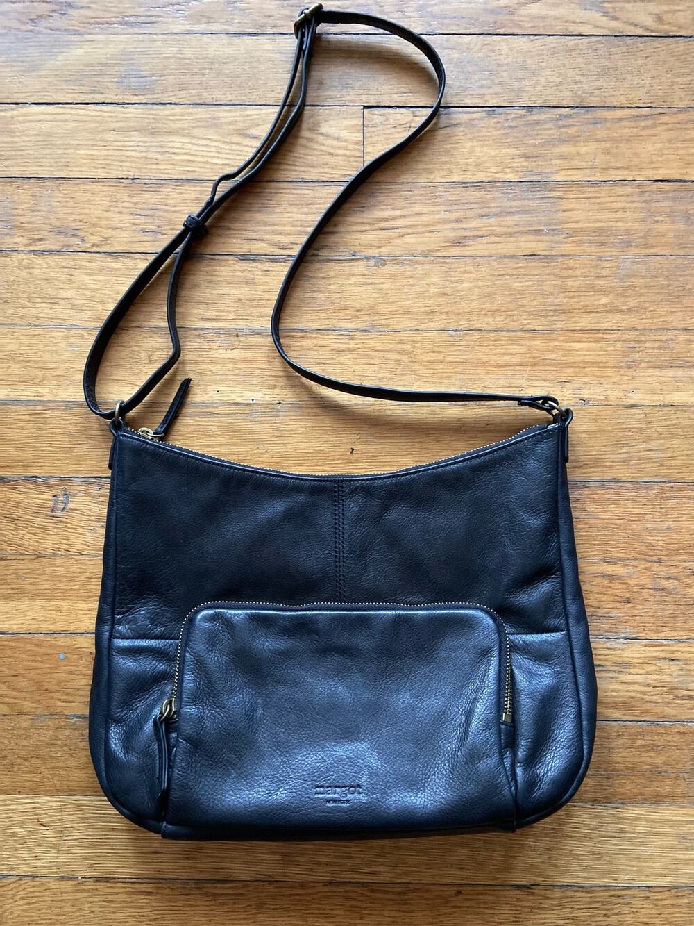 MARGOT New York Black Leather Crossbody Bag sz OS